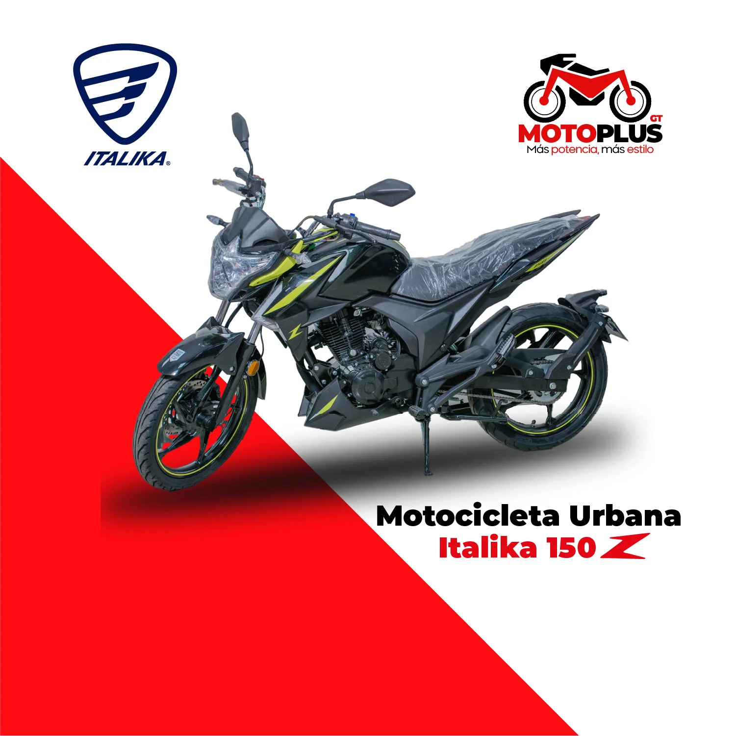 Motocicleta Italika 150Z Negra y Amarillo