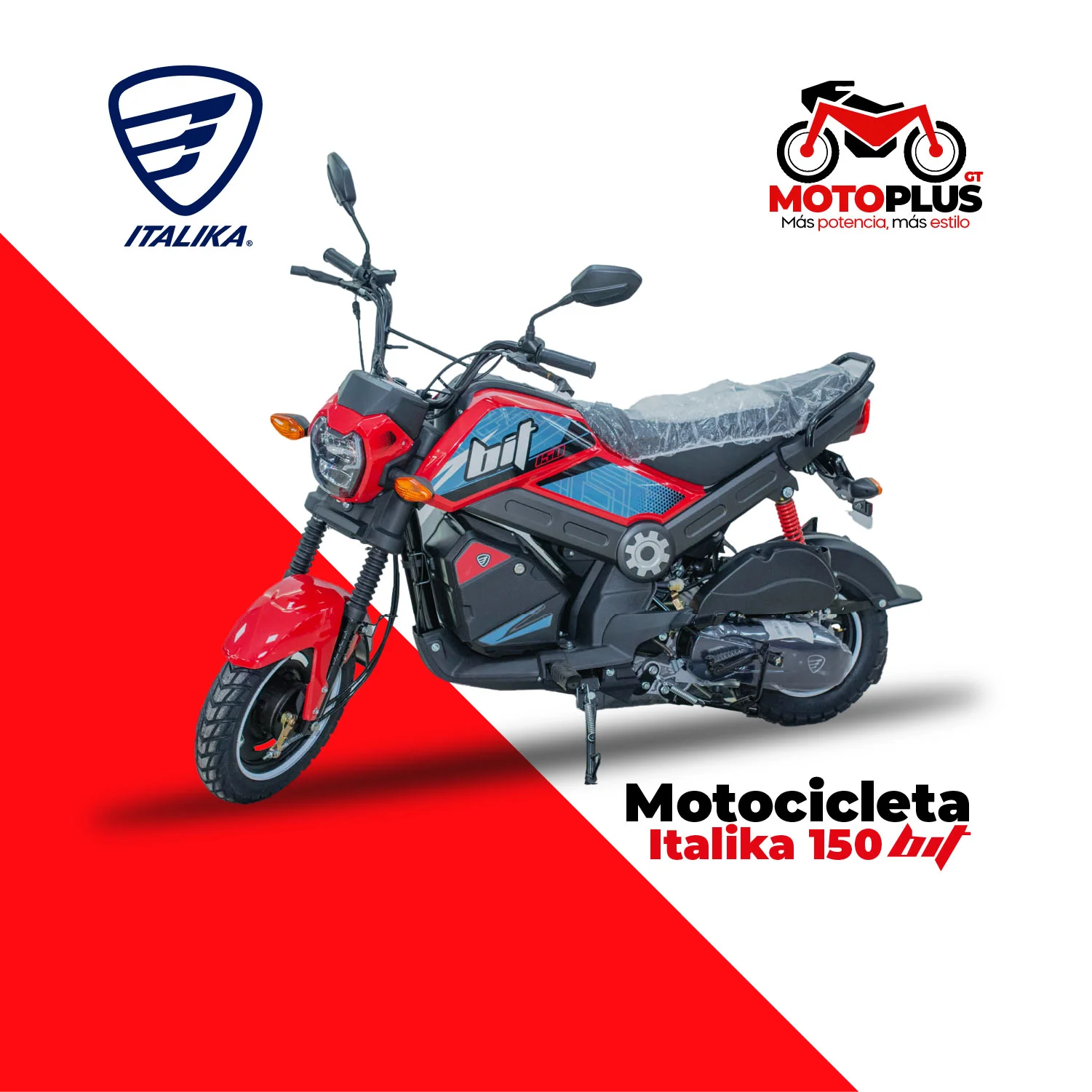 Motocicleta Italika Bit 150 Rojo y Negro