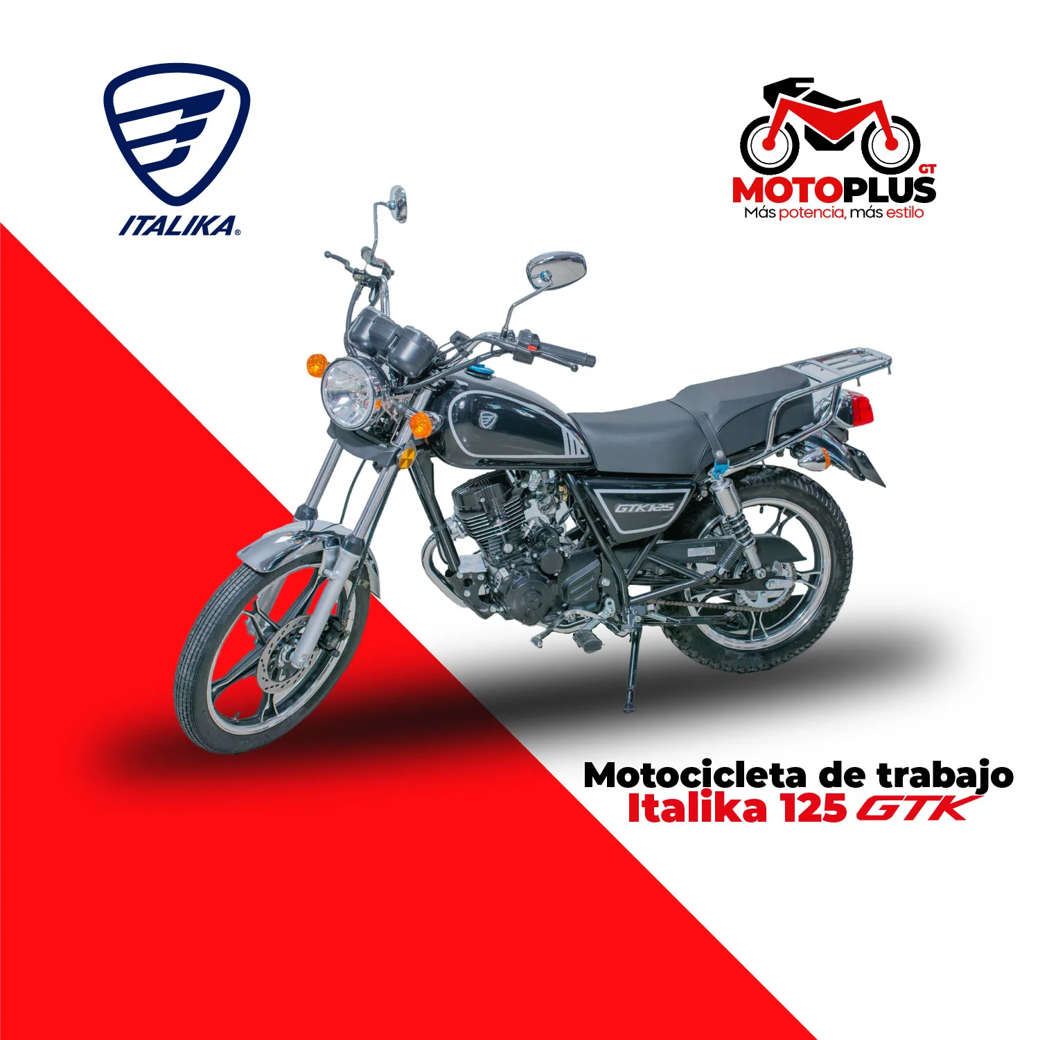 Motocicleta de Trabajo Italika GTK 125 Negra