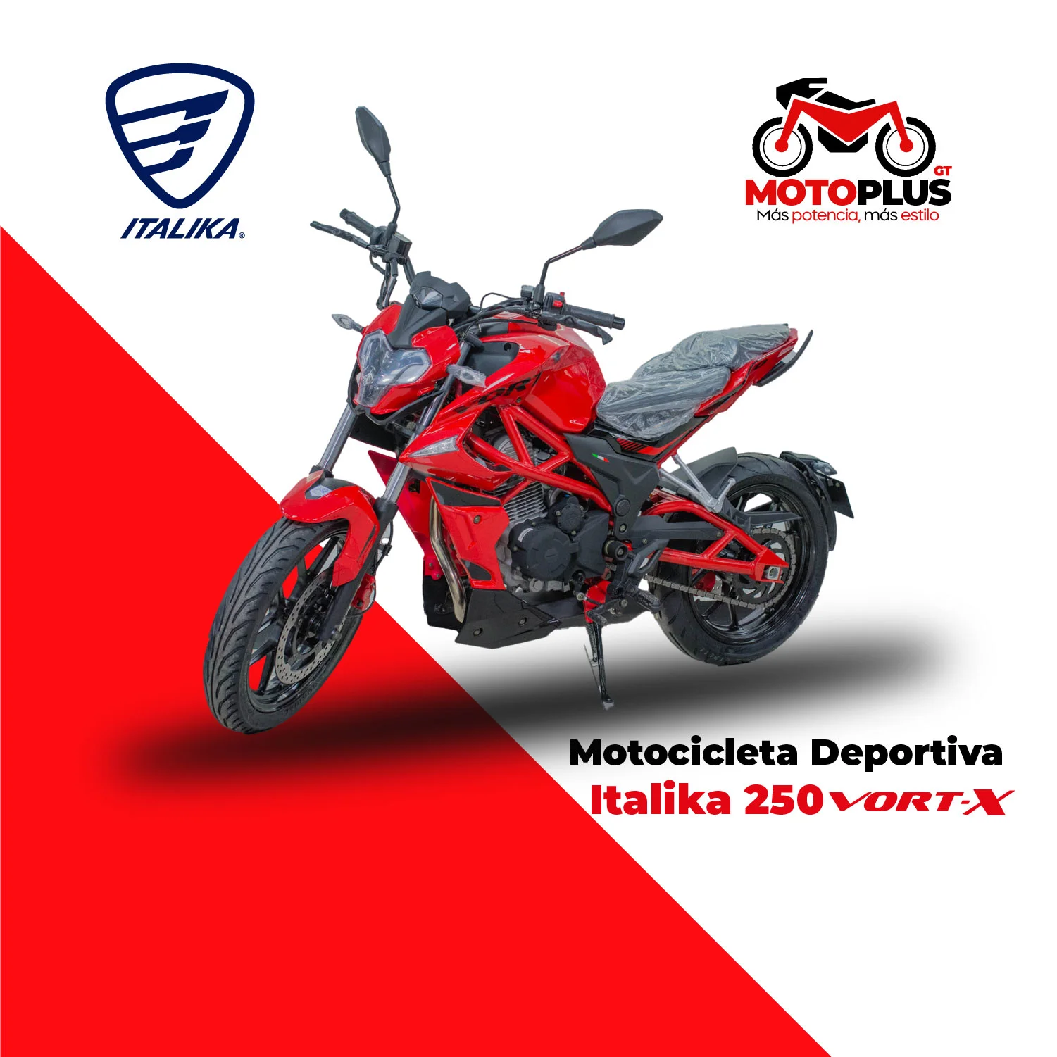 Motocicleta Italika Vort-X250 Roja y Negro