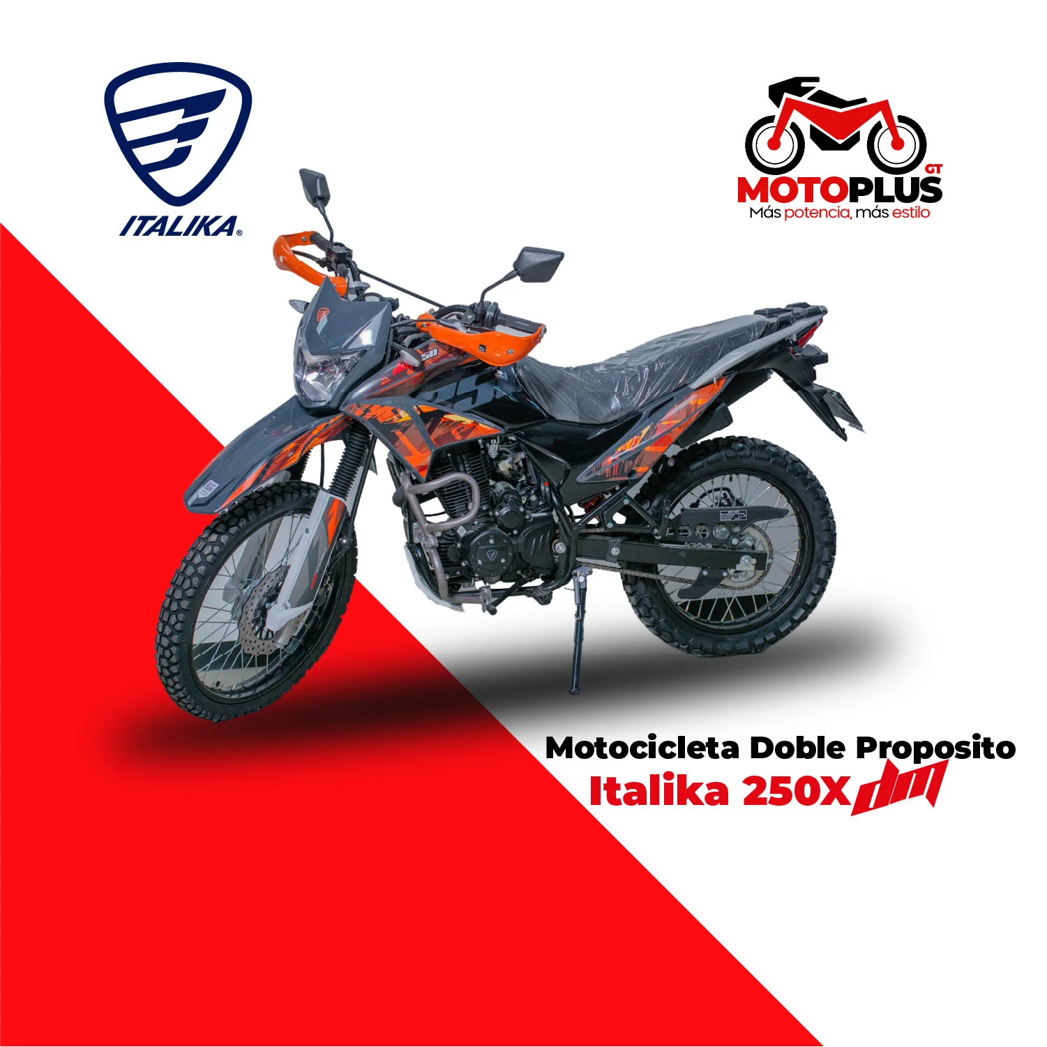 Motocicleta Italika DM 250 Naranja y Negro